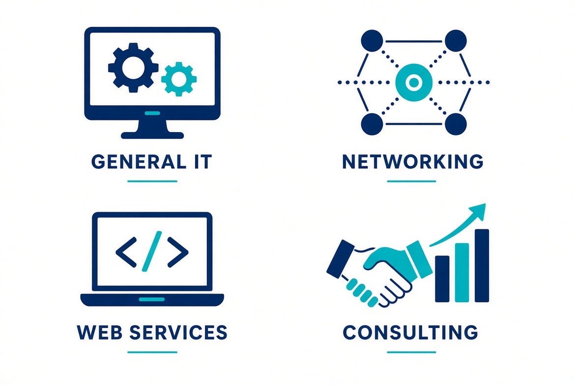 Our service areas: General IT, Networking, Web Services, Consulting
